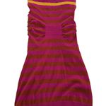 Ted Baker Dress Womens Size 1 Small Pink Orange Yellow Kitey Striped Ruched Knit Photo 2