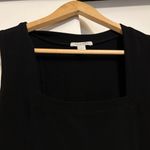 Boston Proper  Square Neck Dress XS Xtra Small Solid Black Nylon Blend Midi LBD Photo 1