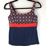 Lands' End Tankini Top Underwire Removable Pads Geometric Navy Blue Orange 6P Photo 0