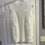 Banana Republic  Women’s Cream Merino Wool Sleeveless Appliqué Sweater Shell- Lge Photo 9