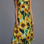 Anthropologie maeve small strapless midi sunflower print dress Photo 3