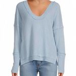 Free People  New Magic Long Sleeve Wide Scoop Waffle Knit Thermal Size Small Photo 0