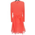 Mod Chiffon Bow Waist Orange Midi Dress Medium Artsy Twee Whimsical Fairycore Photo 3
