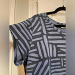 Orvis  Crew Neck Short Sleeve Geometric Pattern Blue Tee Shirt Dress Size L Photo 2