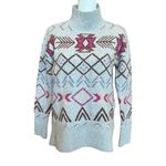 Lou & grey  Sweater Size XS Mock Neck Gray Fair Isle Tunic Winter Comfy Cozy Photo 3