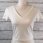 Wild Fable  T-Shirt Cropped V-Neck White-Small Photo 0
