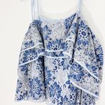 Rebecca Minkoff Dena Cold Shoulder Blouse Blue Floral Lace NWT Size Small Photo 5