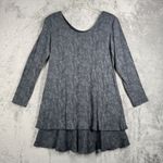 All that jazz Dress Womens 9/10 Gray Paisley Long Sleeve Layered Hem 90s Retro Photo 2