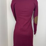 LRL Lauren Jeans CO. Ralph Lauren Fitted Dress Size Medium Patched Elbows Maroon Red Photo 2