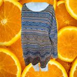 Adrian Jordan Women's Top Blue Brown Patterned Long Sleeve Blouse Sz 18/20 Photo 6