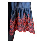 J.Crew  Dress Women Medium Navy Red Embroidered Eyelet Bell Sleeve Mini Preppy Photo 6