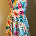 Kensie  Floral pink blue Tie Fit Flare Dress 6 boho fairy whimsi romantic Y2K Photo 0