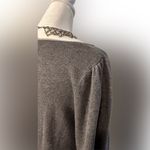 Max Studio  grey  knit Cotton Rayon blend  floral motif sweater dress L Photo 9