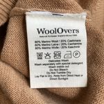 WoolOvers Merino Wool Cashmere Slim Fit Crewneck Sweater Camel Brown Size Large Tan Photo 3