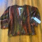 Erin London  NWT cardigan sweater womens medium Brown black Orange olive green Photo 0