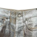 ZARA  Boy Fit Jeans‎ Boyfriend Mid Rise Button Fly Silver Metallic Size US 0 Photo 5