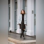 St. John  Stretch Napa Leather Stretch Pencil Skirt In Caviar Size 12 Photo 7