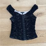 Moa Moa  - Vintage Style Off Shoulder Lace Top in Black & Nude Photo 0
