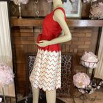 VINTAGE 1960'S KIM KORY ORIGINALS RED & CREAM ZIG ZAG PATTERN SHEATH DRESS (S) Photo 3