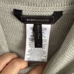 BCBGMAXAZRIA  Gray Cowl Neck Sweater Faux Leather Sleeve Patch Womens S Moto Photo 3