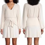 Susana Monaco Tie Panel Gathered Sleeve Dress Cream Size Small Photo 3