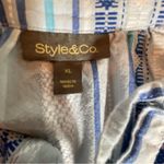 Style & Co Cottagecore Cotton Tiered Dress XL Blue White Striped Tassel prairie Photo 3