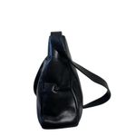 Etienne Aigner  Black Leather Shoulder Bag Purse Silver Hardware Everyday Purse Photo 3