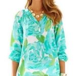Lilly Pulitzer Elsa Top First Impressions Poolside Blue Silk Blouse Size XS Photo 1