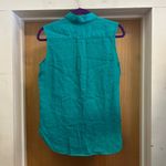 Uniqlo Linen Turquoise Sleeveless Button-Down Shirt - size XS (oversized!) Photo 2