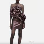 ZARA NWT  Voluminous Flower Strapless Mini Metallic Dress Crossover Strap Photo 5