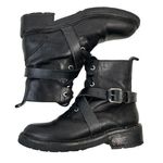 All Saints Size 36 5 Combat Boots Black Leather Criss Cross Buckle Strap READ Photo 0