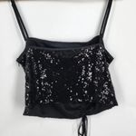 WAYF Emma Rose Top Women's Small Black Sequin Crop Sleeveless Blouse Photo 4