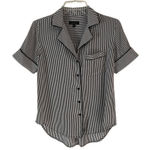Rag and Bone Luca Striped Pajama Top Womens XS short sleeve100% silk black & white Photo 0