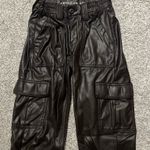 American Eagle Dark Brown Faux Leather Stretch Straight Leg Cargo Pants - 000R Photo 4