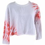 BP NWT Women’s Red and White Tie-Dye Long Sleeve Crewneck Sweatshirt Size Medium Photo 1