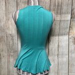 Teal Blue Lace Small Stretchy Summer Blouse Business Casual Photo 3