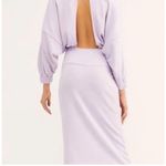 Free People Lilac Knit Column Midi Dress L Long Sleeve Terrycloth Lounge Photo 1