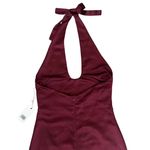 Jason Wu Women’s Burgundy Wine Red Halter Neck Satin Cocktail Midi Dress Photo 5