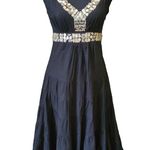 Sue Wong Black Beaded A-line Tiered Cocktail Dress Gold Belt India VTG Y2K Sz 4P Photo 14