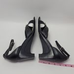 Coldwater Creek Cross Over Stitch Low Wedge Ankle Strap Leather Upper Sandal Black Size 9.5 Photo 3