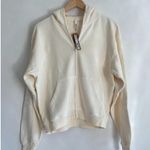 SKIMS French Terry Zip Up Hoodie in Ecru, Size X-Small Photo 5