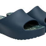 Baretraps Parvati Platform Slides Womens 10 Blue Slip On Open Toe Leaf Print Photo 0