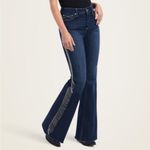 Ariat  R.E.A.L HIGH RISE FLARE w FRINGE LADIES JEANS Size 29L Photo 3