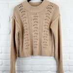 Free People Bell Song Pullover Cropped Sweater Sandcastle Tan Knit Small Photo 0
