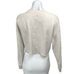 ZARA  Cream White Knit Long Sleeve Frayed Hem Crop Sweatshirt Sweater Top Size M Photo 1