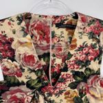 ZARA  Romantic Cottagecore Floral Crop Top Womens Medium Tan Pink Photo 1