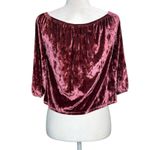 Hollister Crushed Velvet Peasant Blouse M Burgundy Rose Off Shoulder Romantic Photo 3