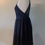 Lulus Lace & Sequin Navy Skater Dress Photo 2