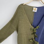 Vintage Tie Front Swetaer M/L Blue Green Fairy Grunge Lagenlook Artsy Whimsical Size M Photo 2