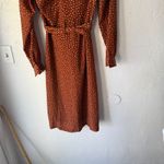 Lush Clothing Lush Sm Rust Brown Polka Dot Long Sleeve Midi Dress with Belt‎ Preppy Old Money Photo 8